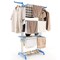 Blue 4-Tier Freestanding Folding Clothes Drying Rack with Rotatable Side Wings and 8 Hanging Rods